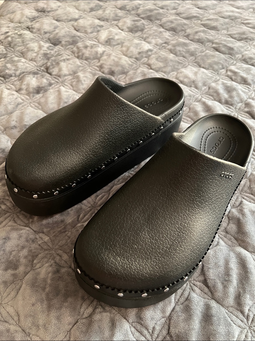 CROCS Dylan Studded Black Platform Clog Slip-On